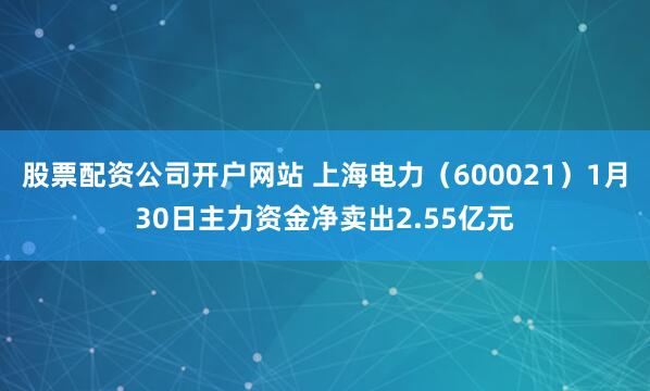 股票配资公司开户网站 上海电力（600021）1月30日主力资金净卖出2.55亿元